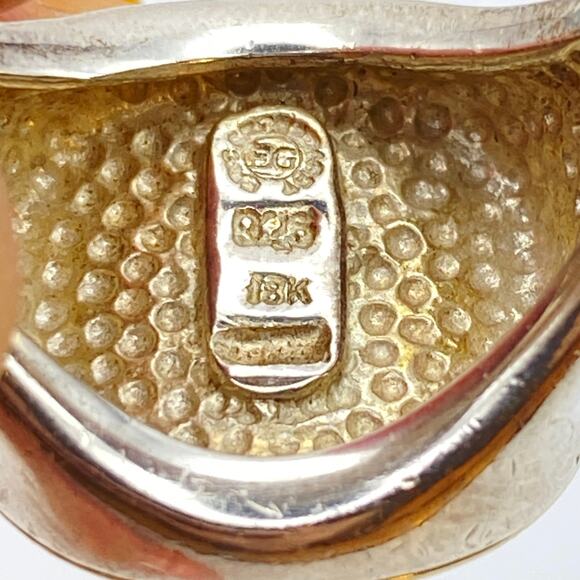 ERIC GROSSBARDT PICASSO Ring 18K Solid Gold 925 Sterling Inlaid MOP - Size 7 1/2 - Picture 14 of 14